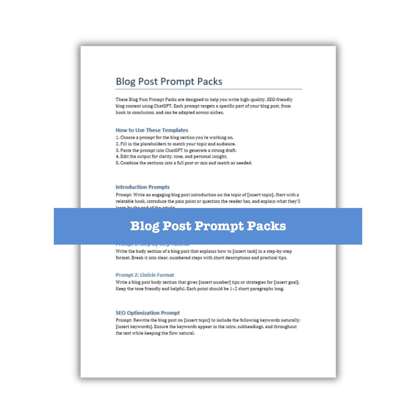 Blog post prompts packs plr