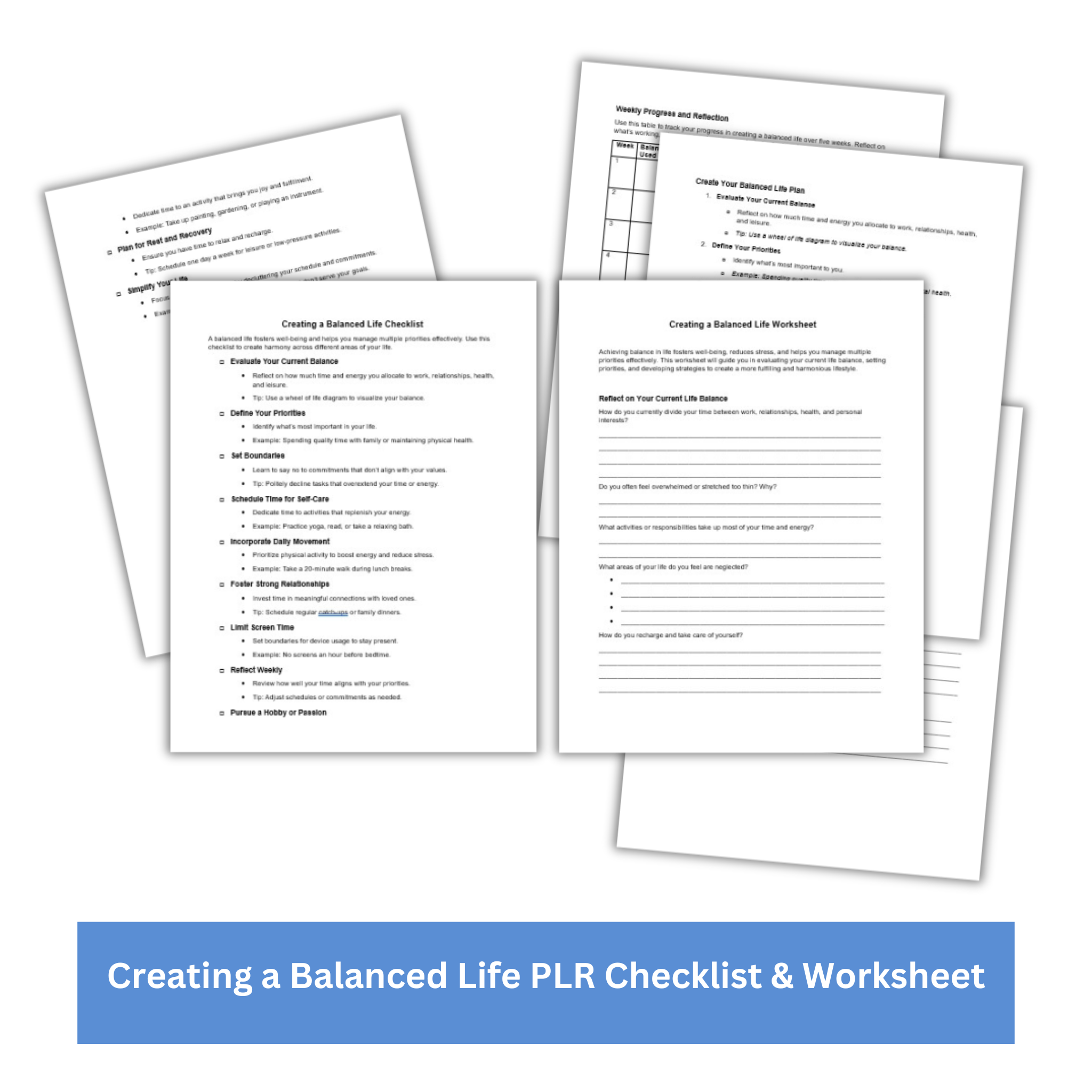 Creating a Balanced Life PLR Checklist & Worksheet