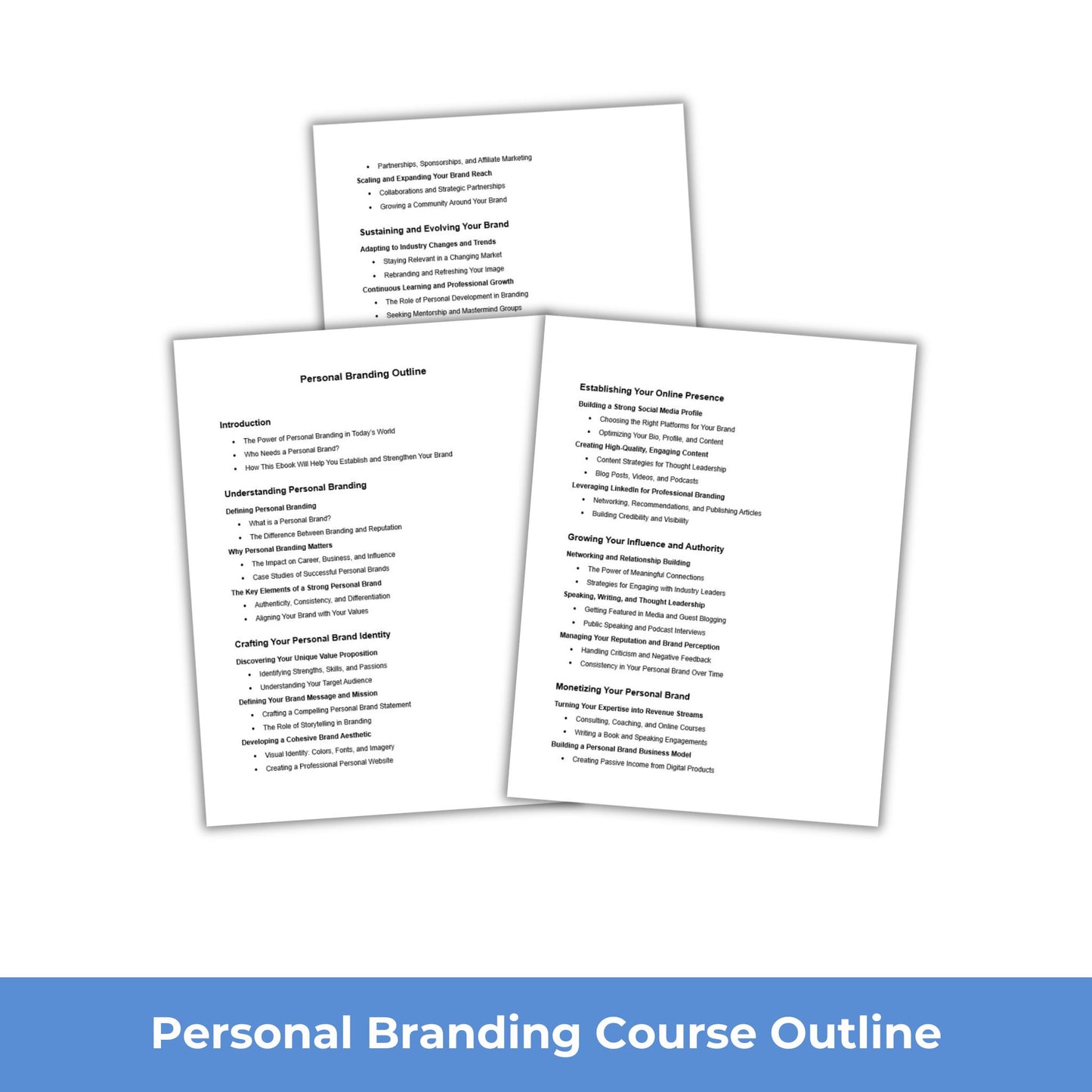 personal branding course outline plr