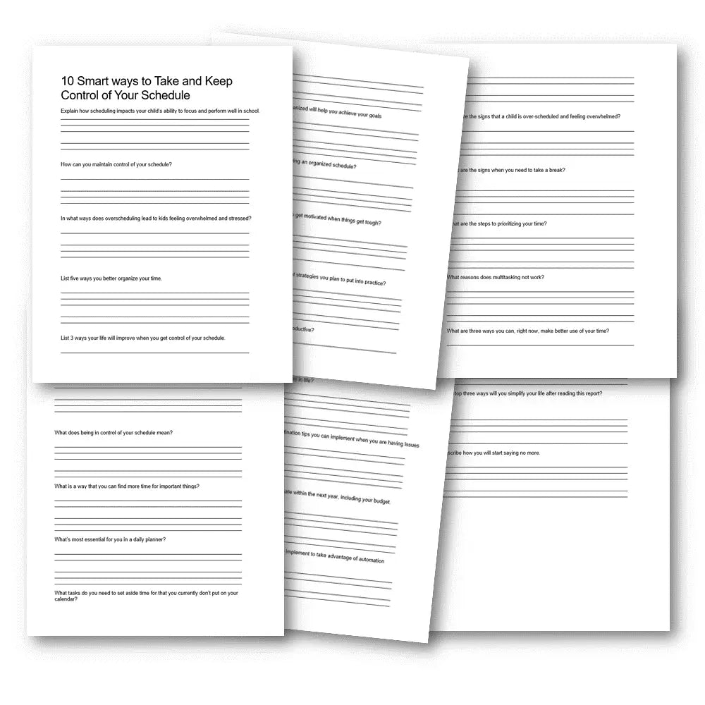 10 Smart Ways to Take and Keep Control of Your Schedule PLR Worksheet & Checklist