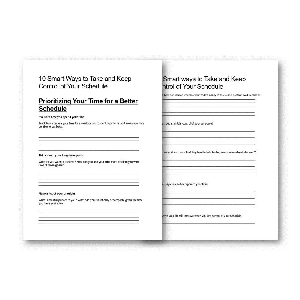 10 Smart Ways to Take and Keep Control of Your Schedule PLR Worksheet & Checklist
