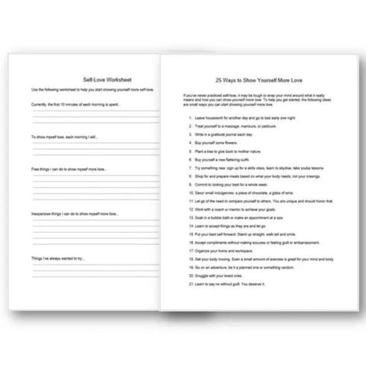 self love worksheet and list plr