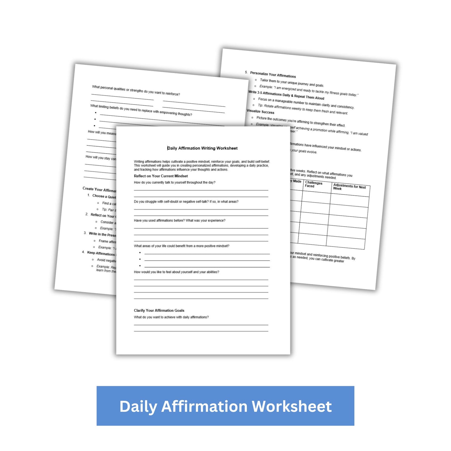 Daily Affirmation Writing PLR Checklist & Worksheet