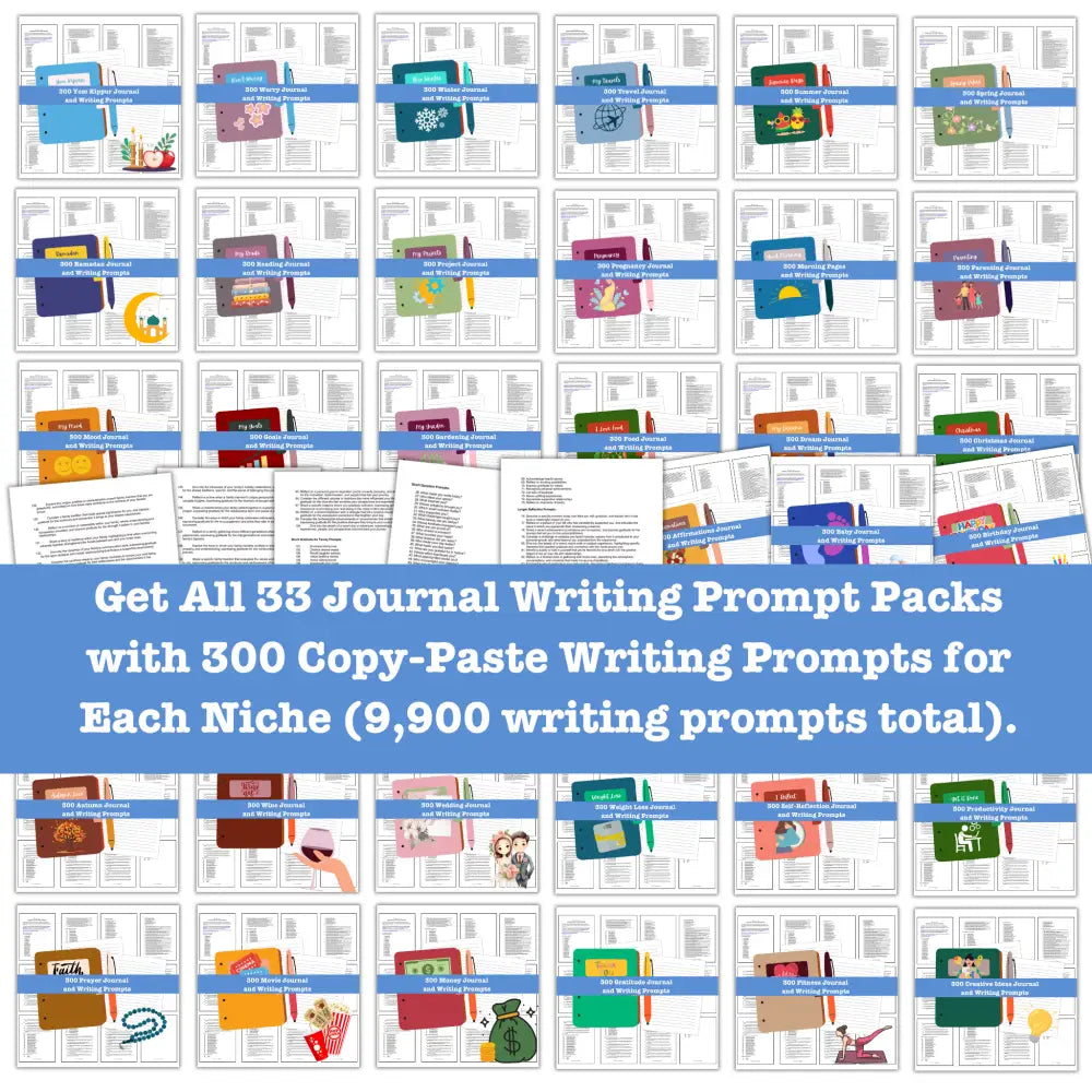 33 Niche Journal Prompts - Copy & Paste With Plr Rights Canva Templates