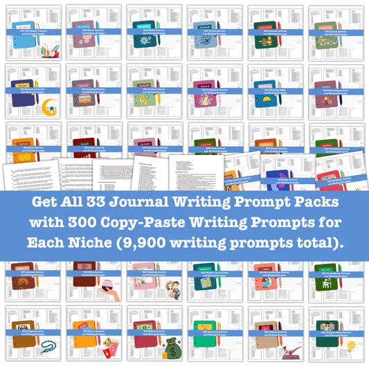 33 Niche Journal Prompts - Copy & Paste With Plr Rights Canva Templates