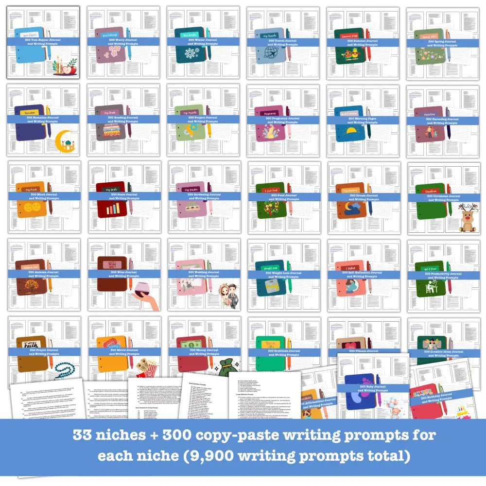 33 Niche Journal Prompts - Copy & Paste With Plr Rights Canva Templates
