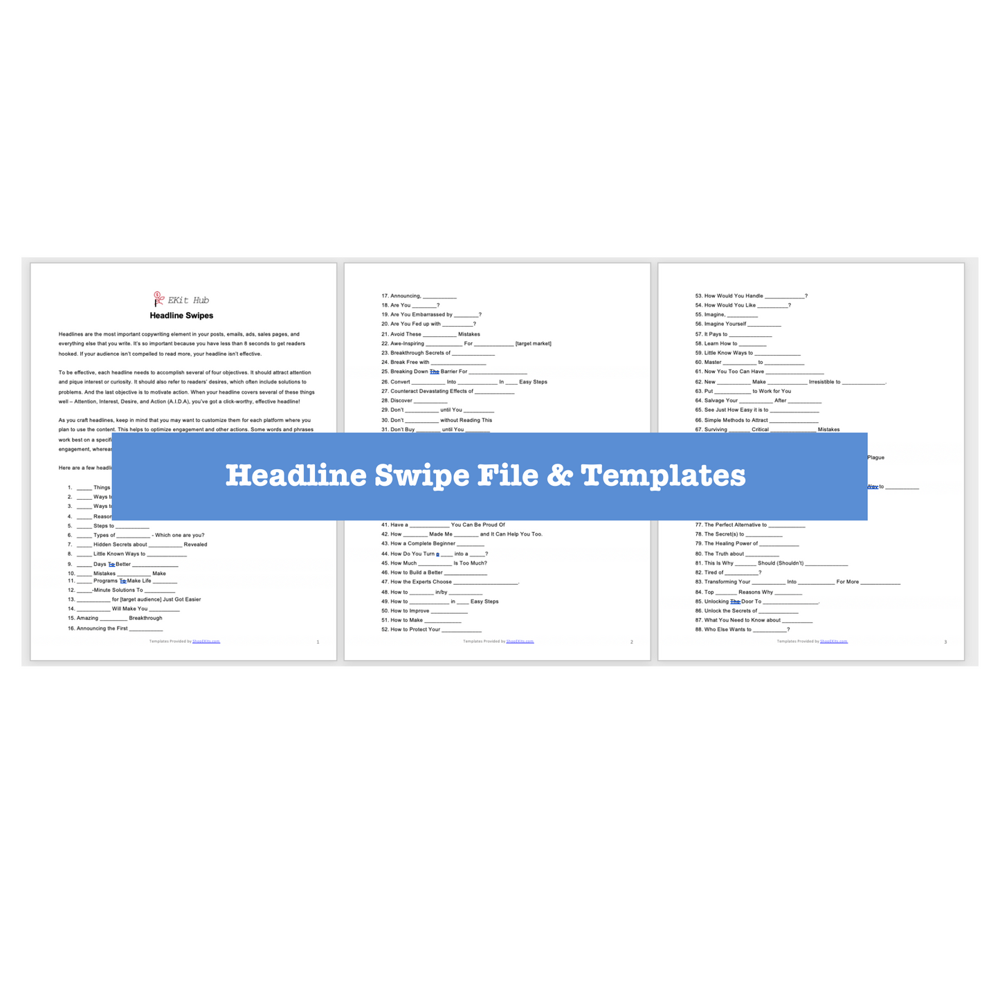 Headline and Swipe File Templates