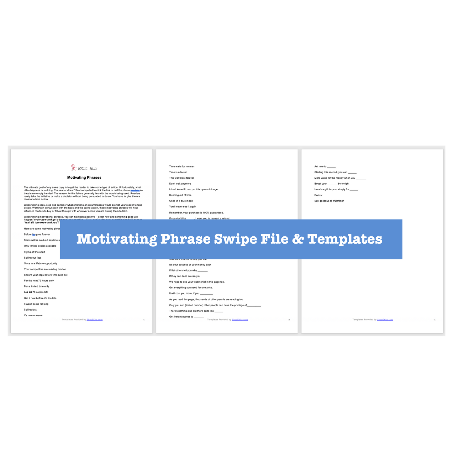 Motivating Phrases Swipe File and templates