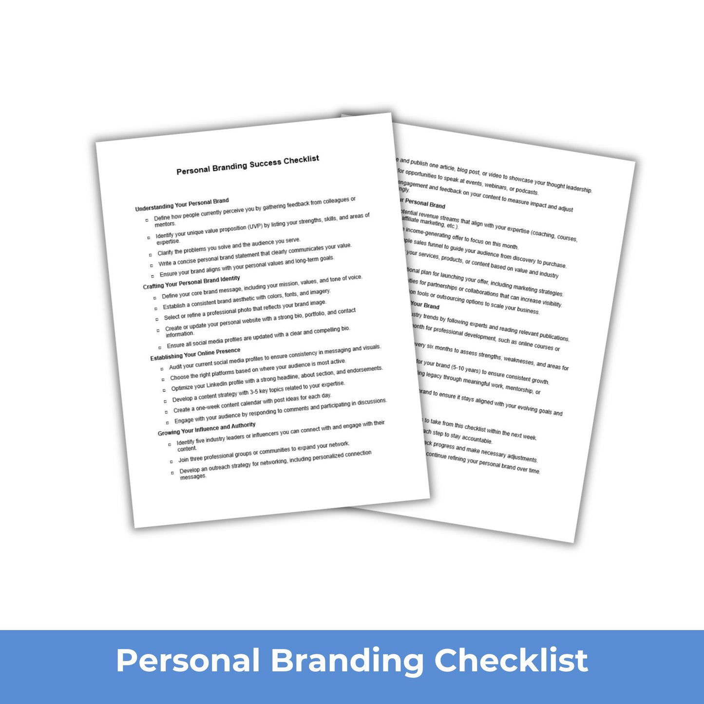 personal branding checklist plr