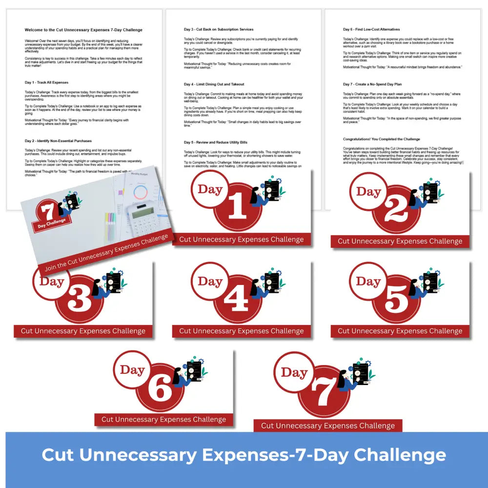 7-Day Cut Unnecessary Expenses Challenge PLR Reports