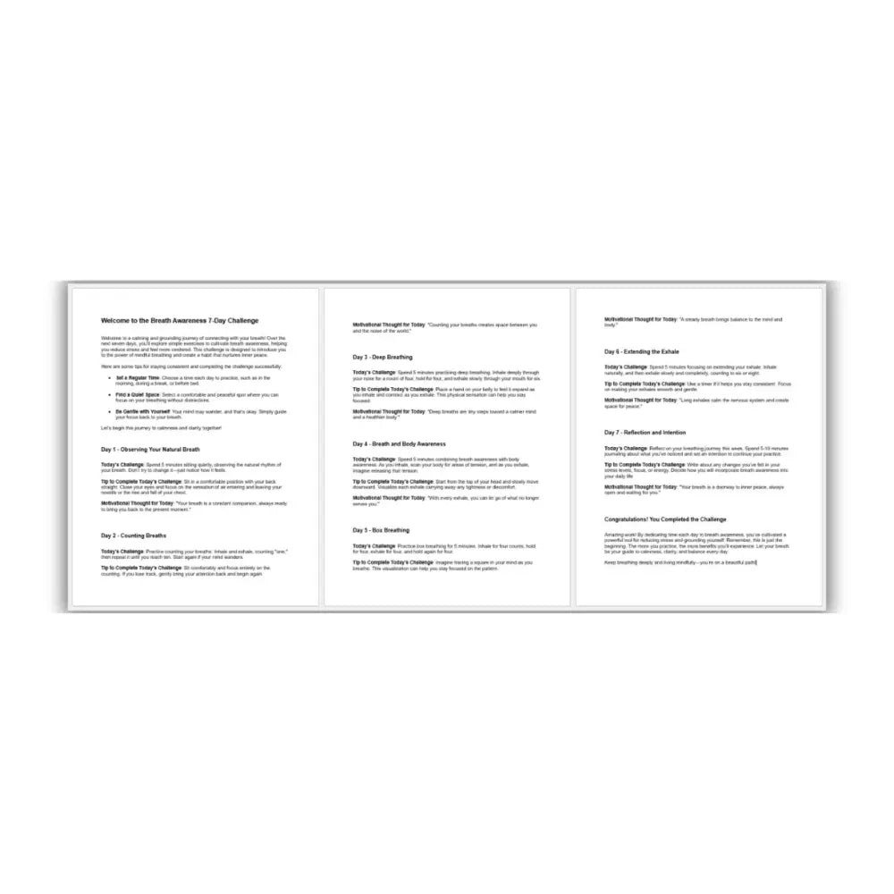 7-Day Daily Breath Awareness Challenge PLR Reports