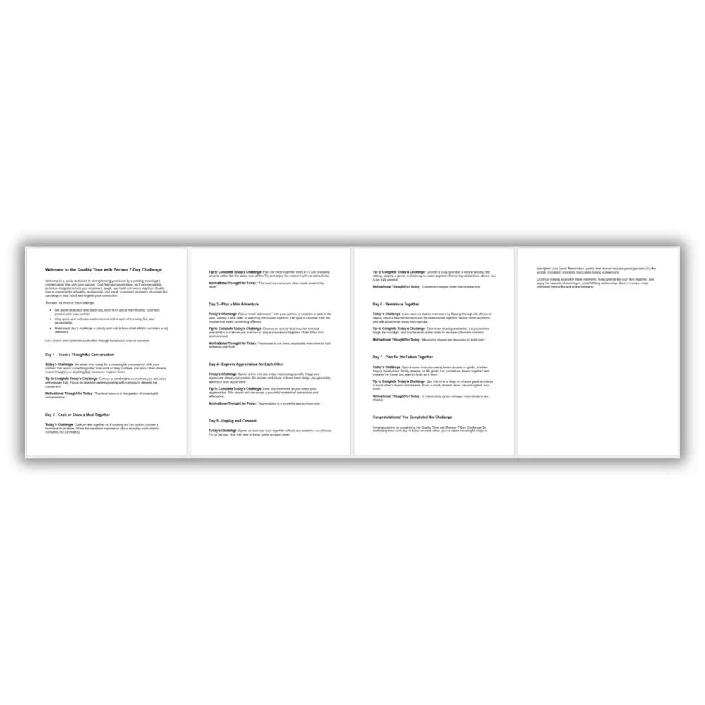 7-Day Quality Time with Partner Challenge PLR Reports