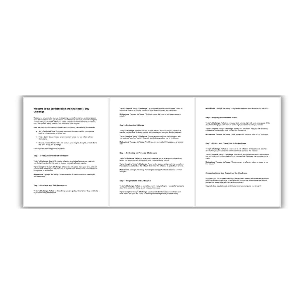 7-Day Self-Reflection and Awareness Challenge PLR Reports