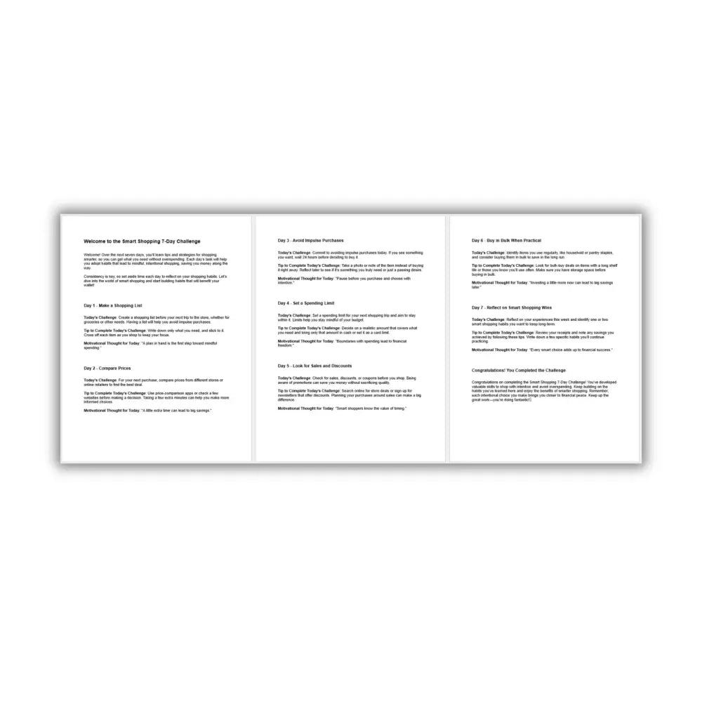 7-Day Smart Shopping Challenge PLR Reports