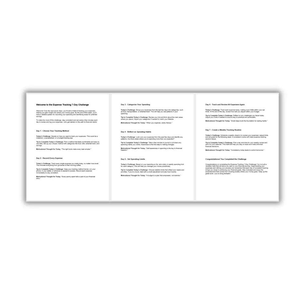 7-Day Tracking Expenses Challenge PLR Reports