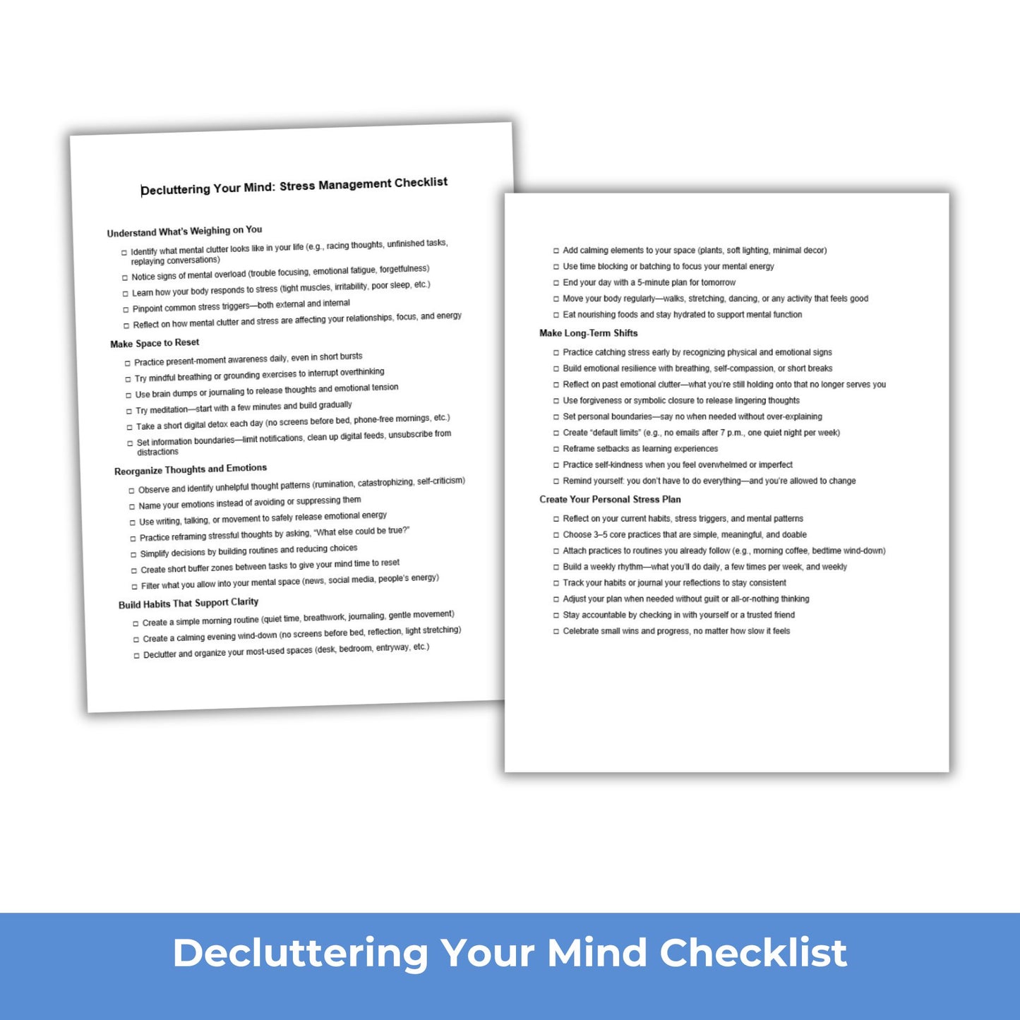 Decluttering Your Mind PLR Checklist
