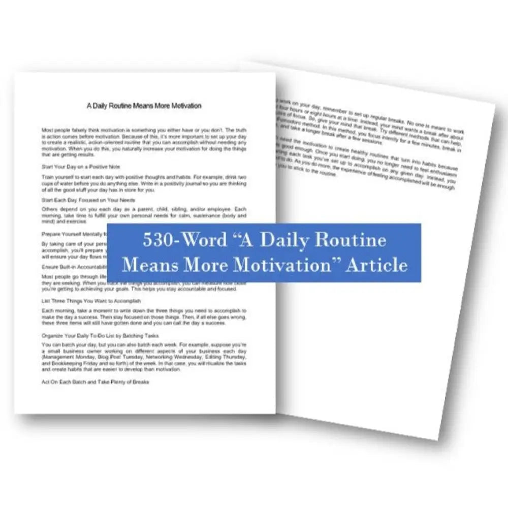 a daily routine means more motivation plr article