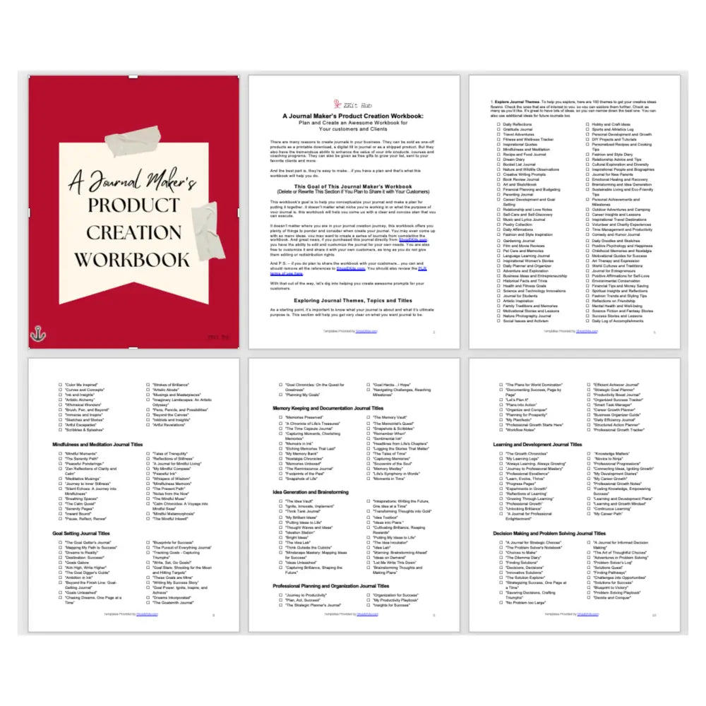 A Journal Maker’s Product Creation Workbook - Customizable With Plr Rights Reports