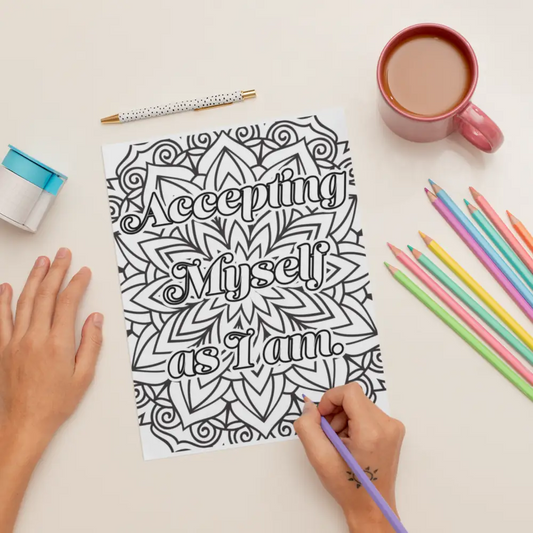 accepting myself as i am private label rights coloring page