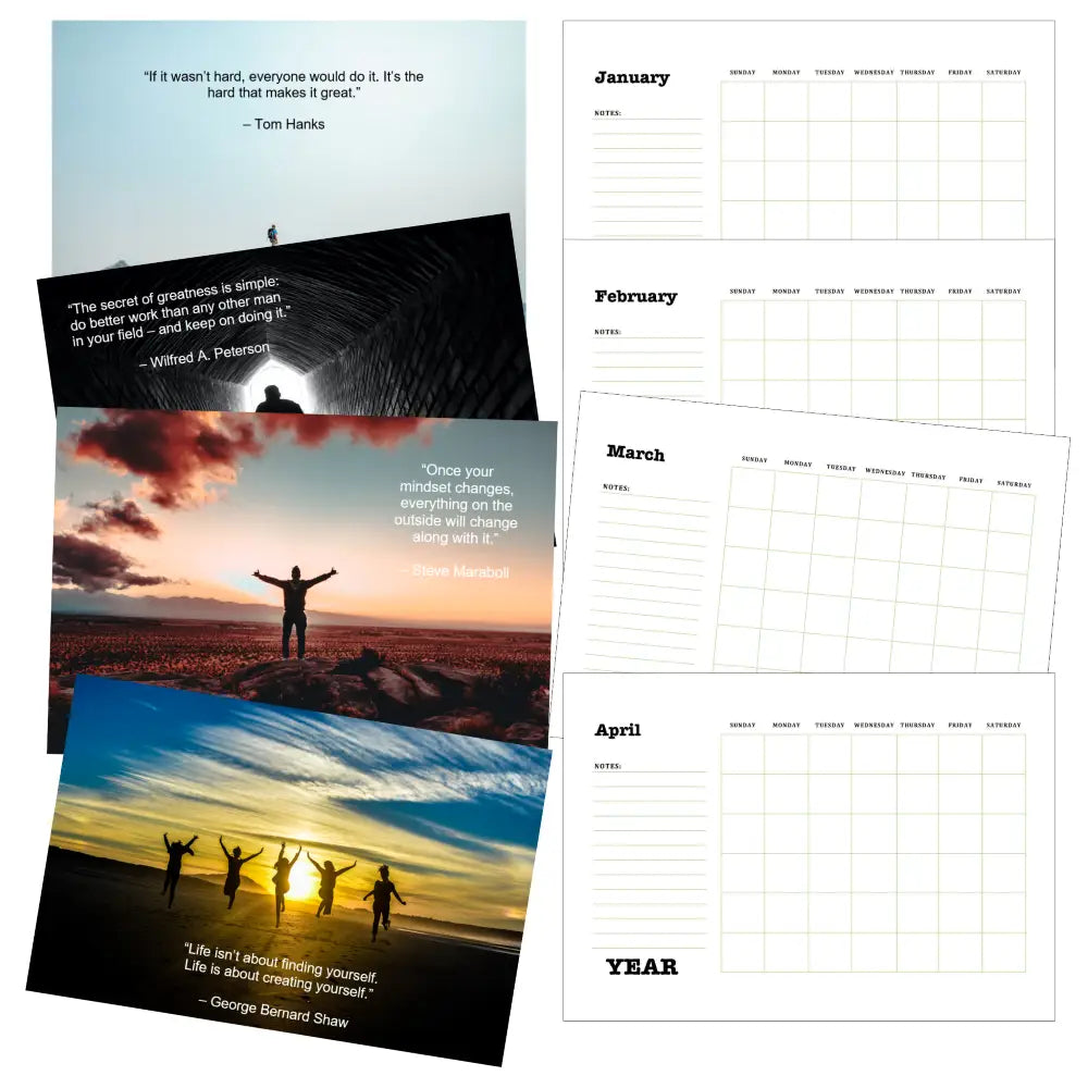 success mindset printable plr calendar