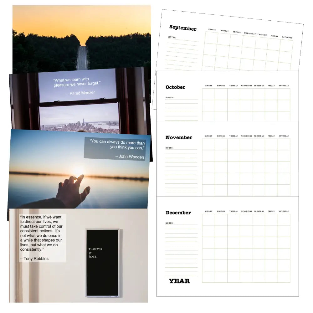 success mindset printable plr calendar