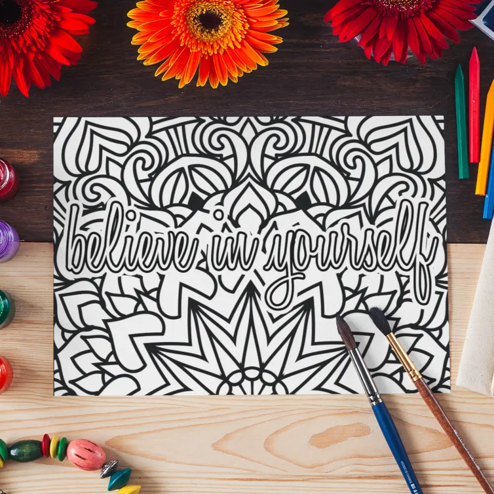 believe in yourself coloring page plr
