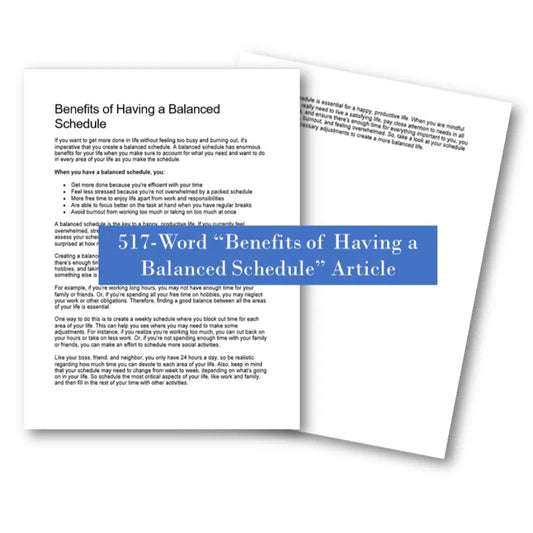 Benefits of Having a Balanced Schedule PLR Article