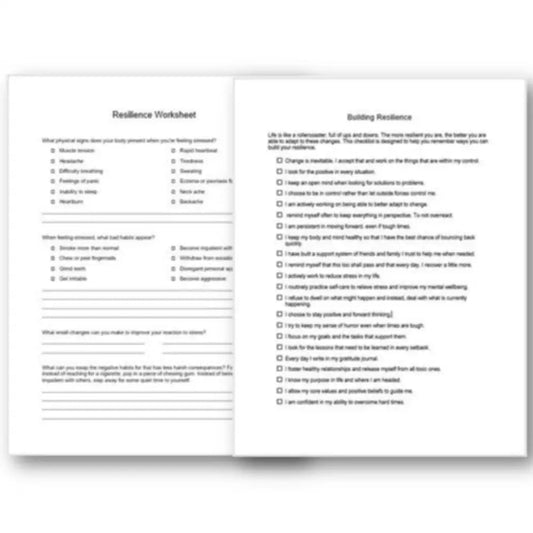 Building Resilience Checklist And Worksheet Printable Worksheets Checklists Plr