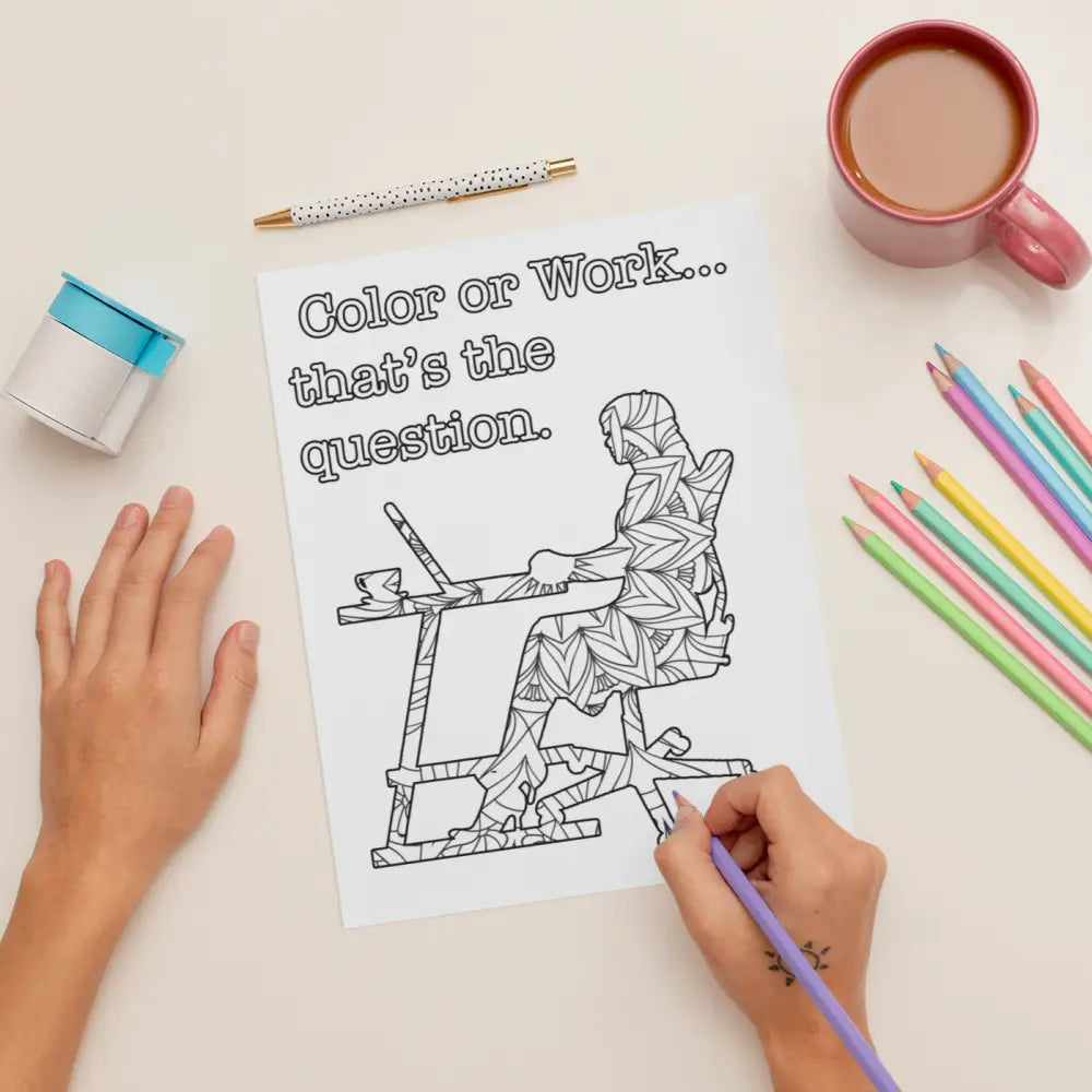 Color Or Work Stop Procrastinating Plr Coloring Page - Inspirational Content With Private Label