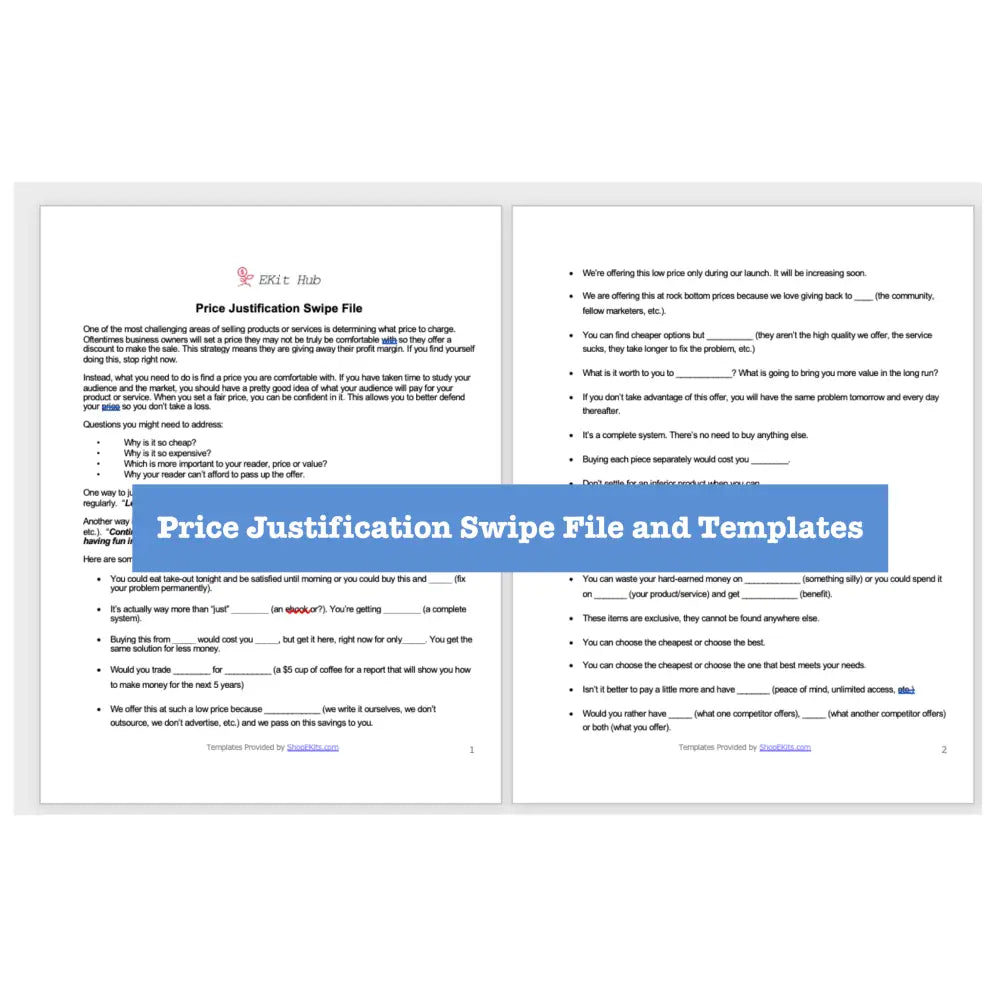 Price Justification Swipe File and Templates