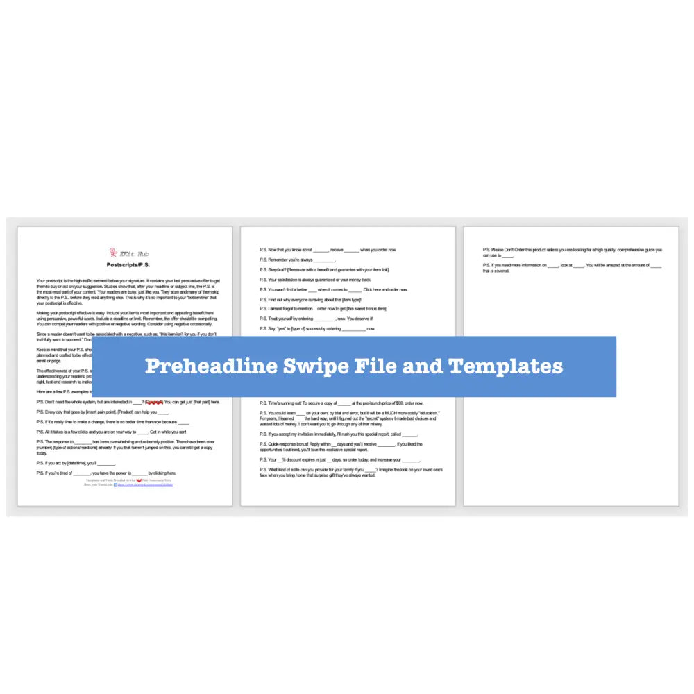 Preheadline Swipe File and Templates