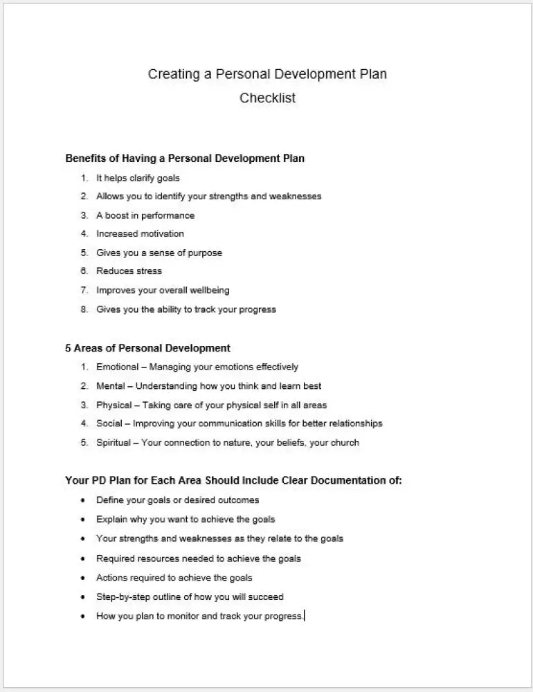 creating a personal development plan plr