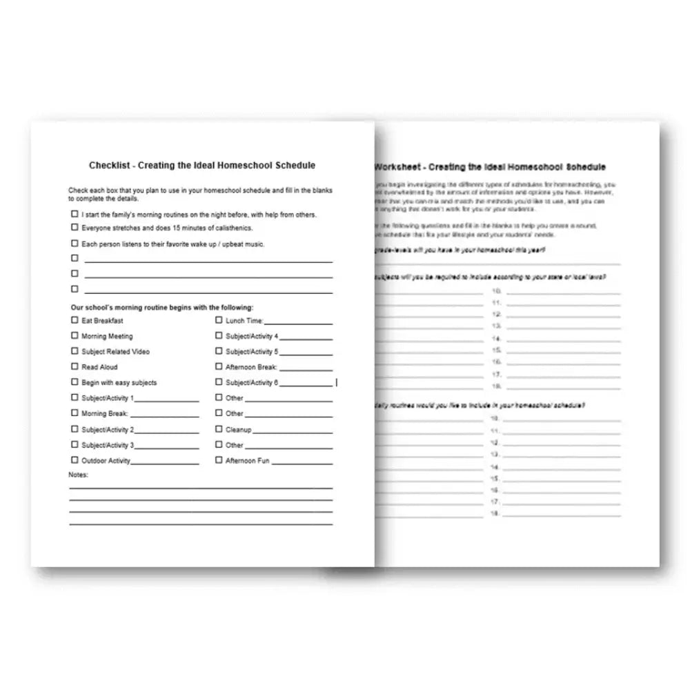 Creating the ideal homeschool schedule ckl wks plr