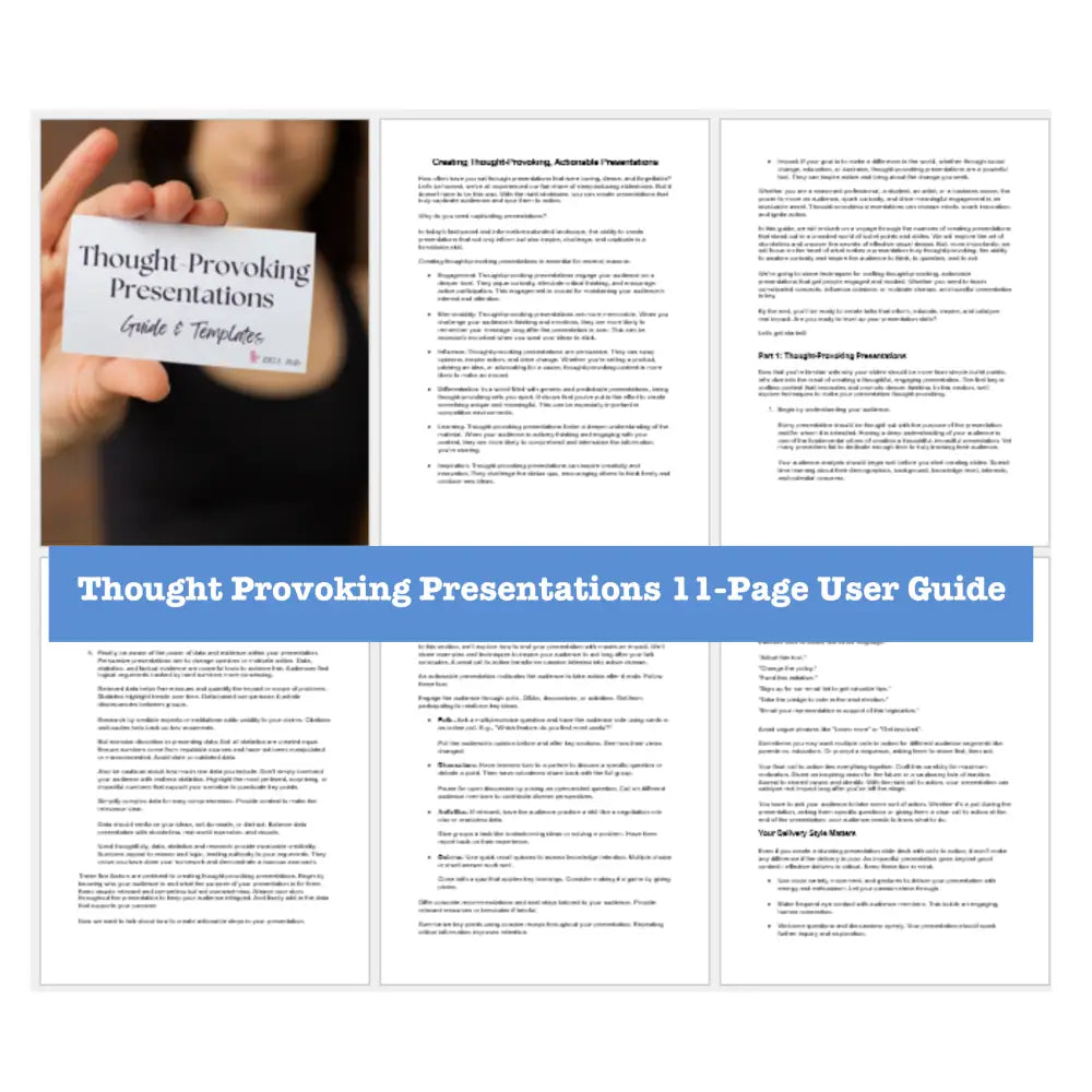 Creating Thought - Provoking Actionable Presentations Templates + Guide Business