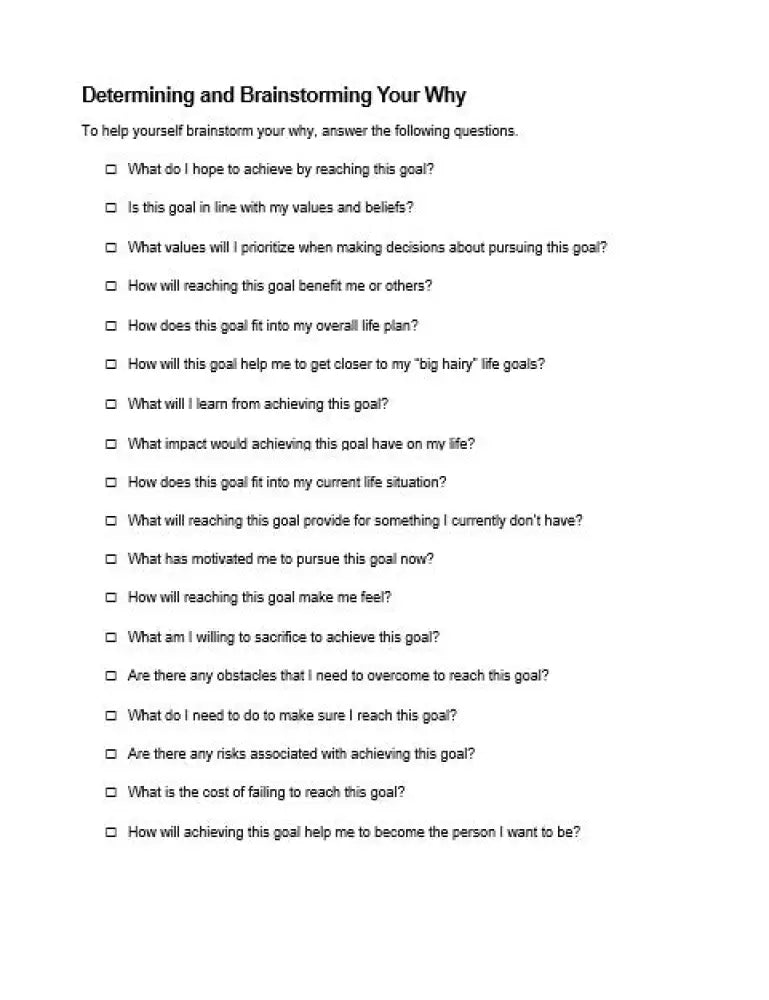 Creating Your Smart Goals And Determining Why Checklist Worksheet Printable Worksheets Checklists