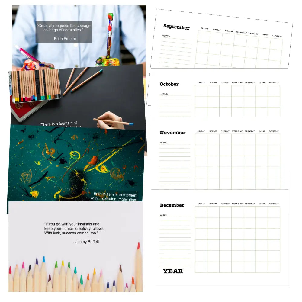 Creativity Printable Calendar PLR