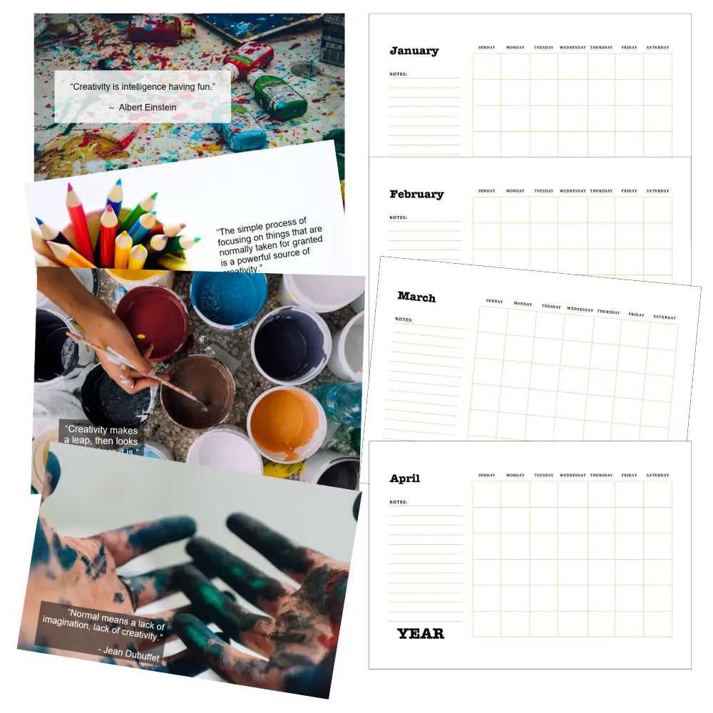 Creativity Printable Calendar PLR