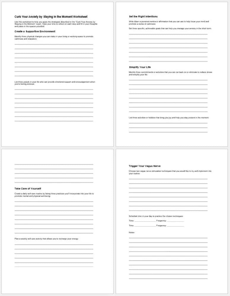 Curb Your Anxiety Checklist And Worksheet Printable Worksheets Checklists Plr