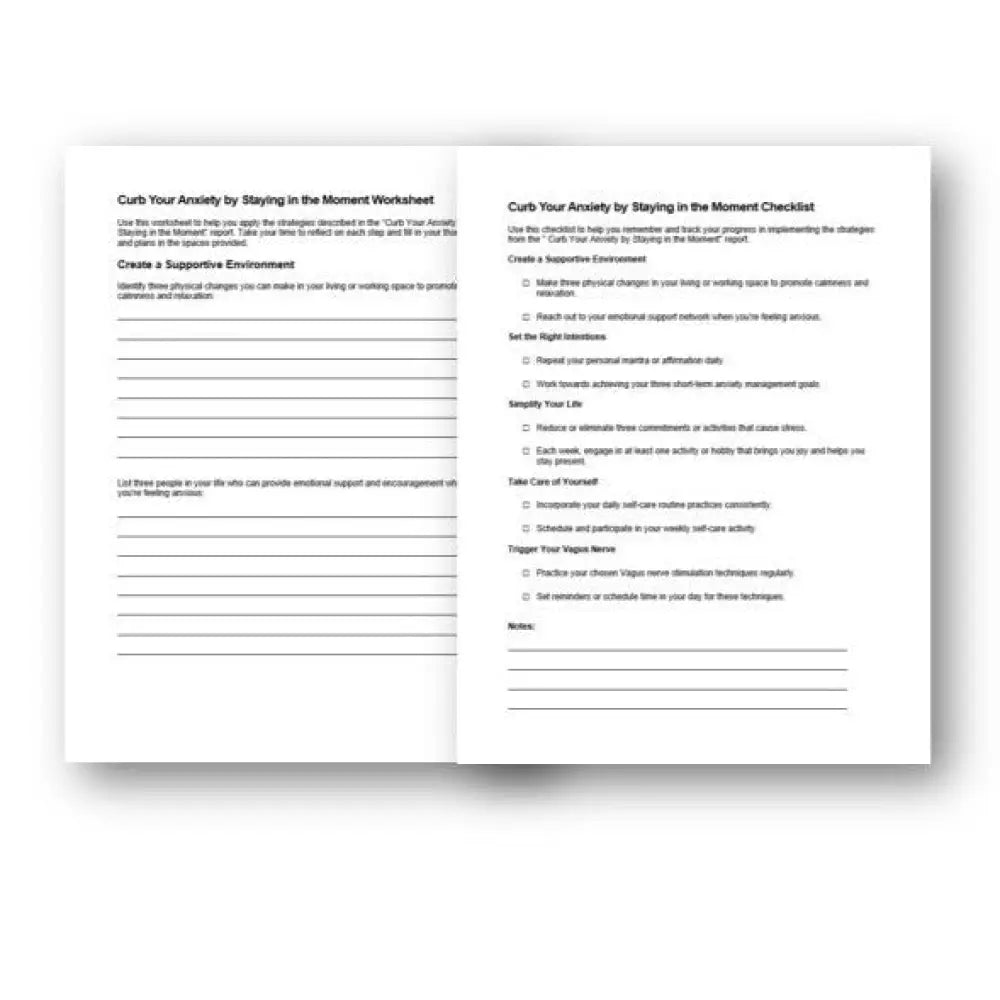 Curb Your Anxiety Checklist And Worksheet Printable Worksheets Checklists Plr