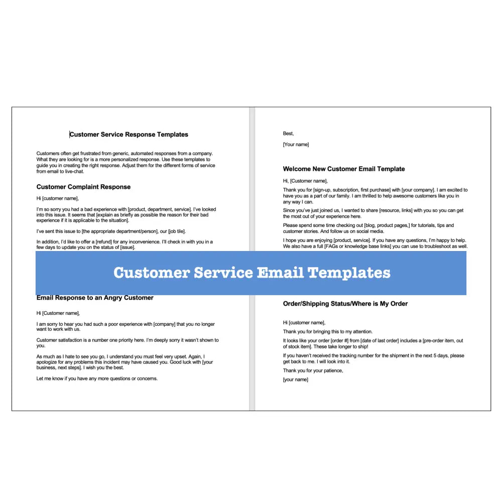Customer Service Templates + Guide With Plr Rights Business