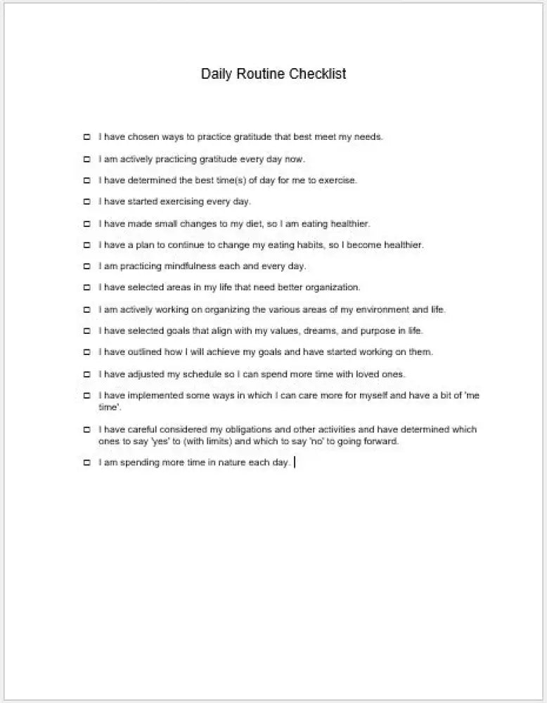 Daily Routine Checklist And Worksheet Printable Worksheets Checklists Plr