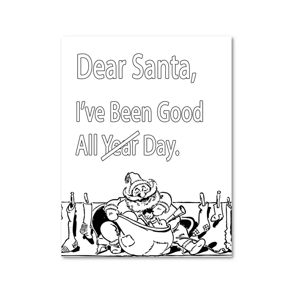 ’Dear Santa’ Funny Christmas Plr Coloring Page Pages