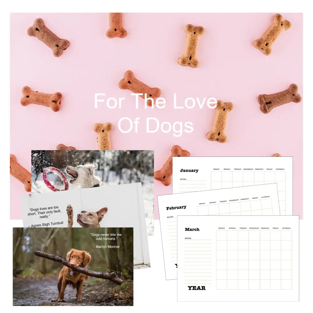 Dog Love Printable Calendar PLR