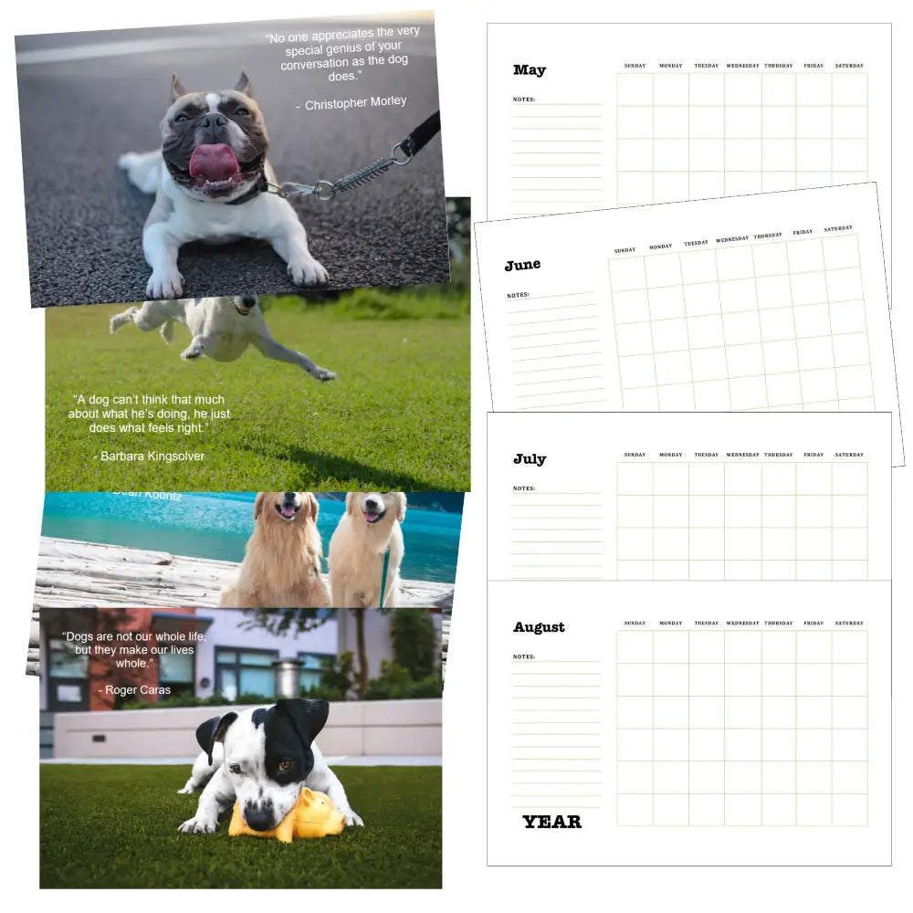 Dog Love Printable Calendar PLR