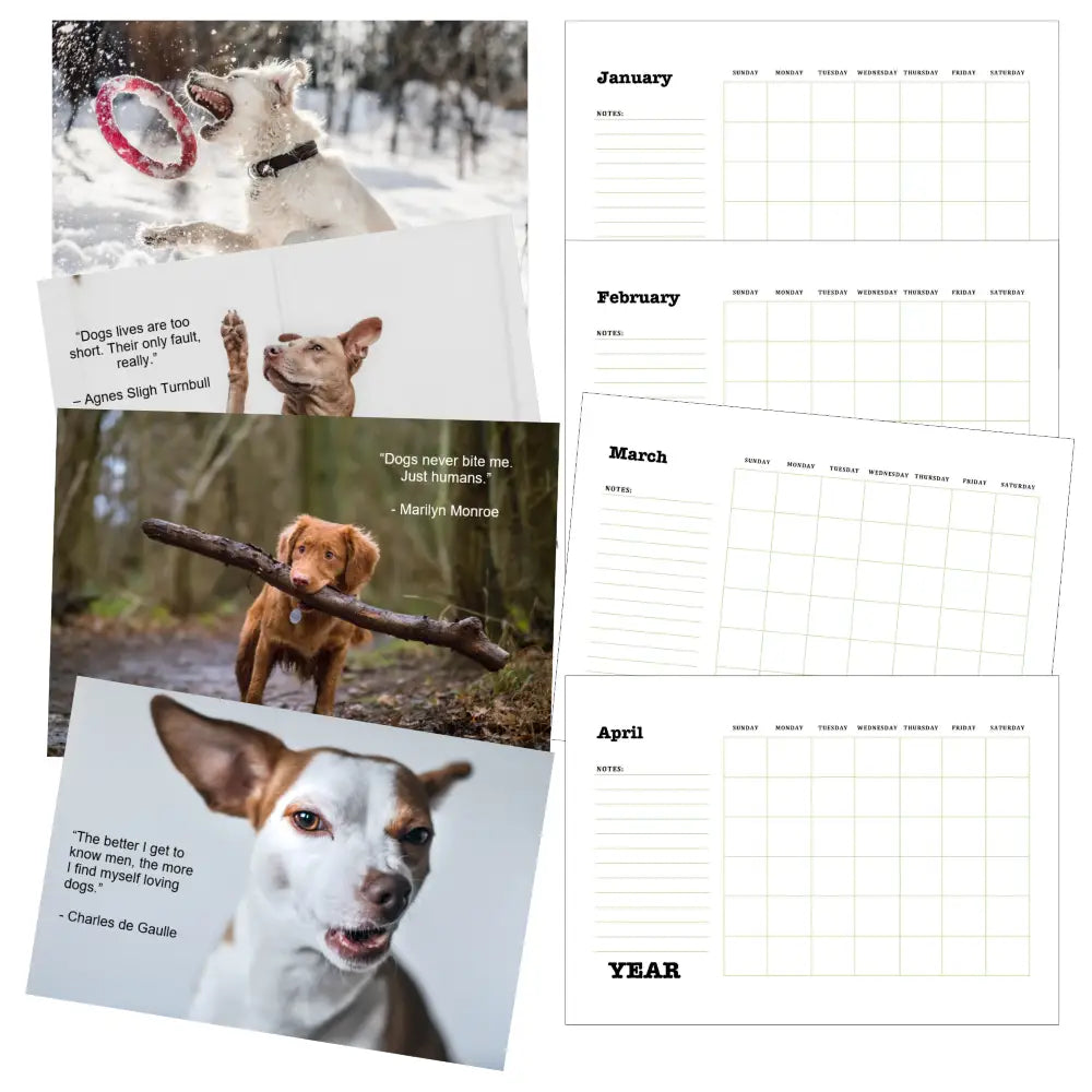 Dog Love Printable Calendar PLR