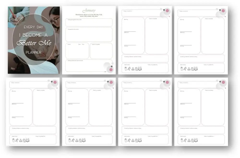 Every Day I Become A Better Me 365-Day Printable Planner Plr Planners