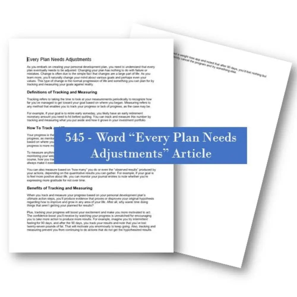 every plan needs adjustments plr article