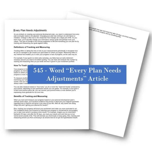 every plan needs adjustments plr article