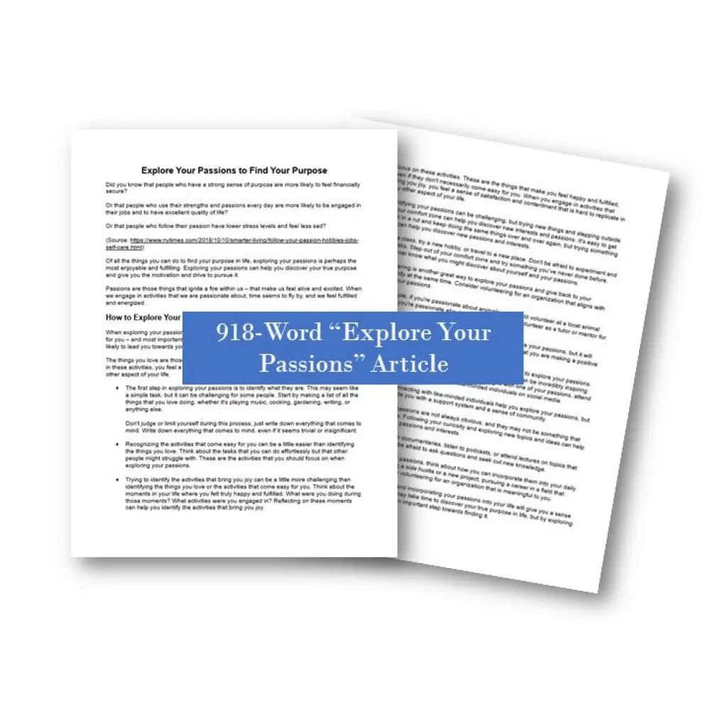 Explore Your Passions PLR Article