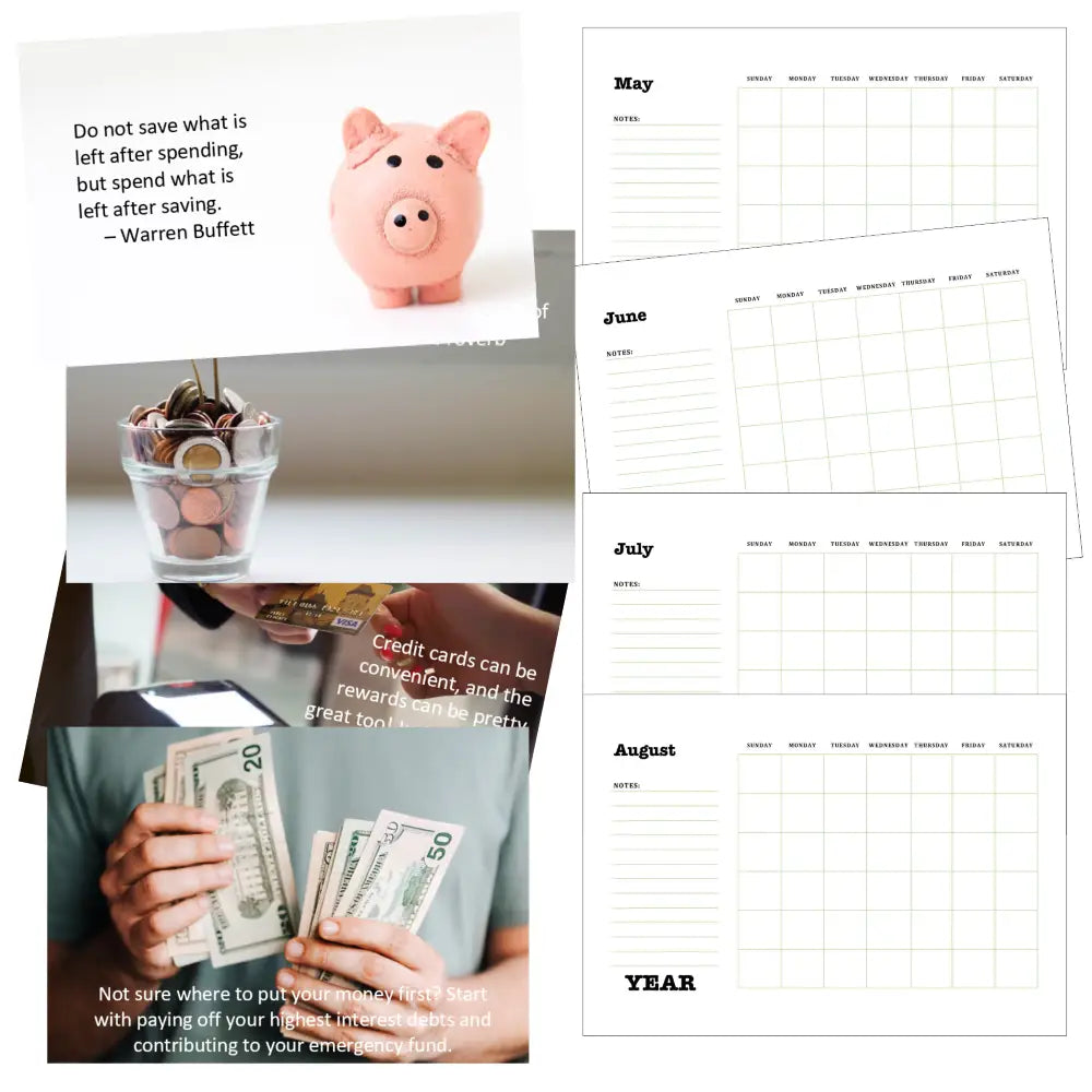 finance goals calendar plr